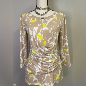 New York & Co. Tan 3/4 Sleeve Top Sz M